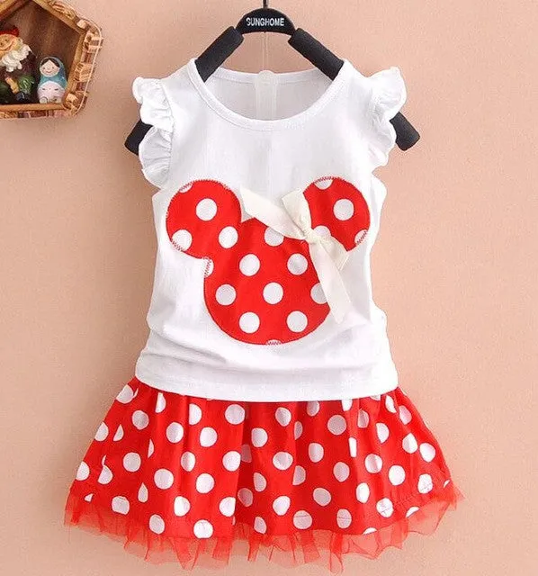 1-4Y  Summer Baby Kid Girls Princess Clothes Cartoon Party Mini Dress ball gown dress lace cotton material Shirt   skirt YYT254