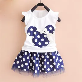 1-4Y  Summer Baby Kid Girls Princess Clothes Cartoon Party Mini Dress ball gown dress lace cotton material Shirt   skirt YYT254