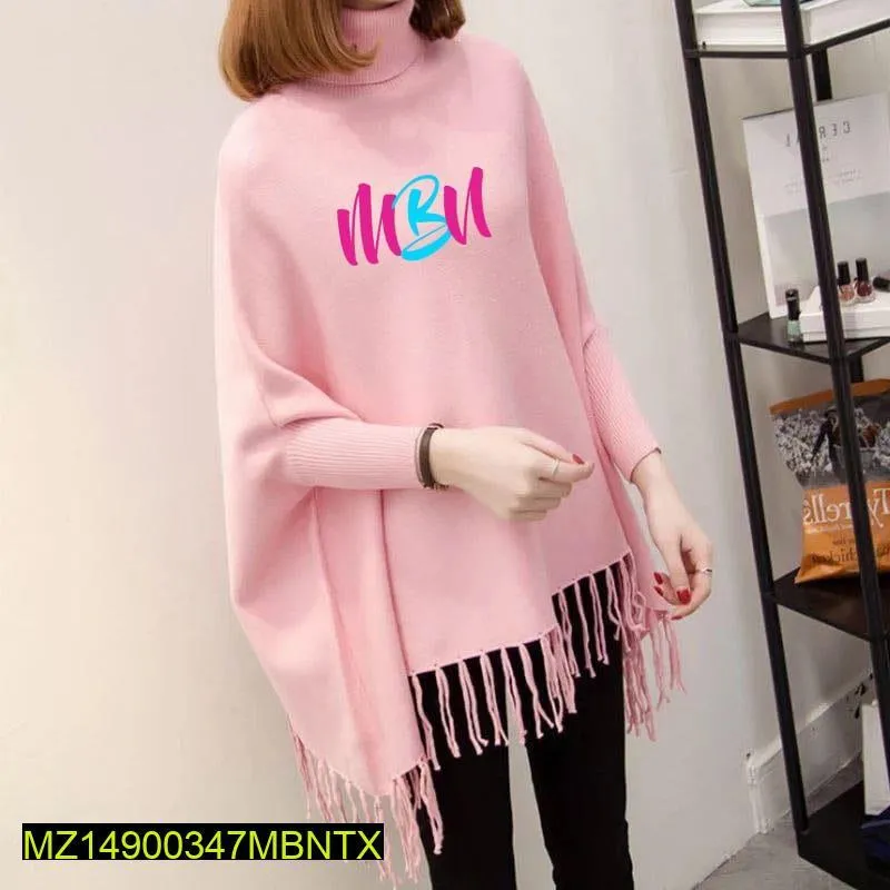 1 pcs women's Stitched fleece printed poncho