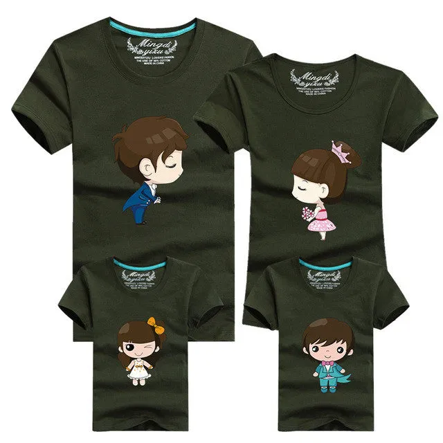 1pcs Family Look T Shirts 16 Colors 2016 Brand Summer Family Matching Clothes Dad & Mom & Son & Daughter Cartoon Family Outfits