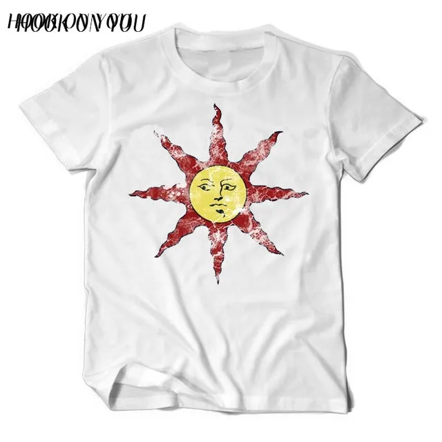 2017 Summer Fashion Men T-Shirts Dark Souls II 2 Arteries Praise The Sun Print T Shirt 100% Cotton Casual Clothes Cool Tops Tees