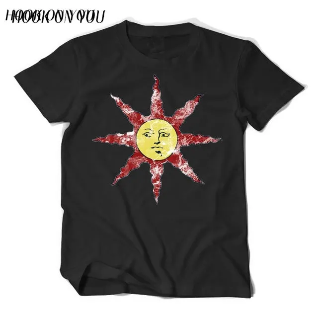 2017 Summer Fashion Men T-Shirts Dark Souls II 2 Arteries Praise The Sun Print T Shirt 100% Cotton Casual Clothes Cool Tops Tees