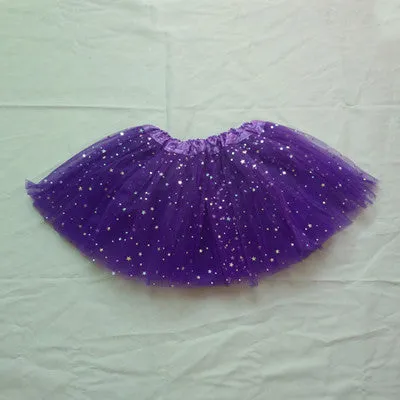 2T kids girl star glitter dance tutu skirt sequin with 3 layers tulle tutu toddler girl chiffon pettiskrit