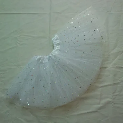 2T kids girl star glitter dance tutu skirt sequin with 3 layers tulle tutu toddler girl chiffon pettiskrit