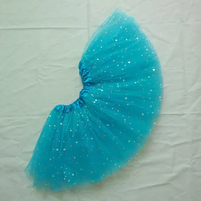 2T kids girl star glitter dance tutu skirt sequin with 3 layers tulle tutu toddler girl chiffon pettiskrit