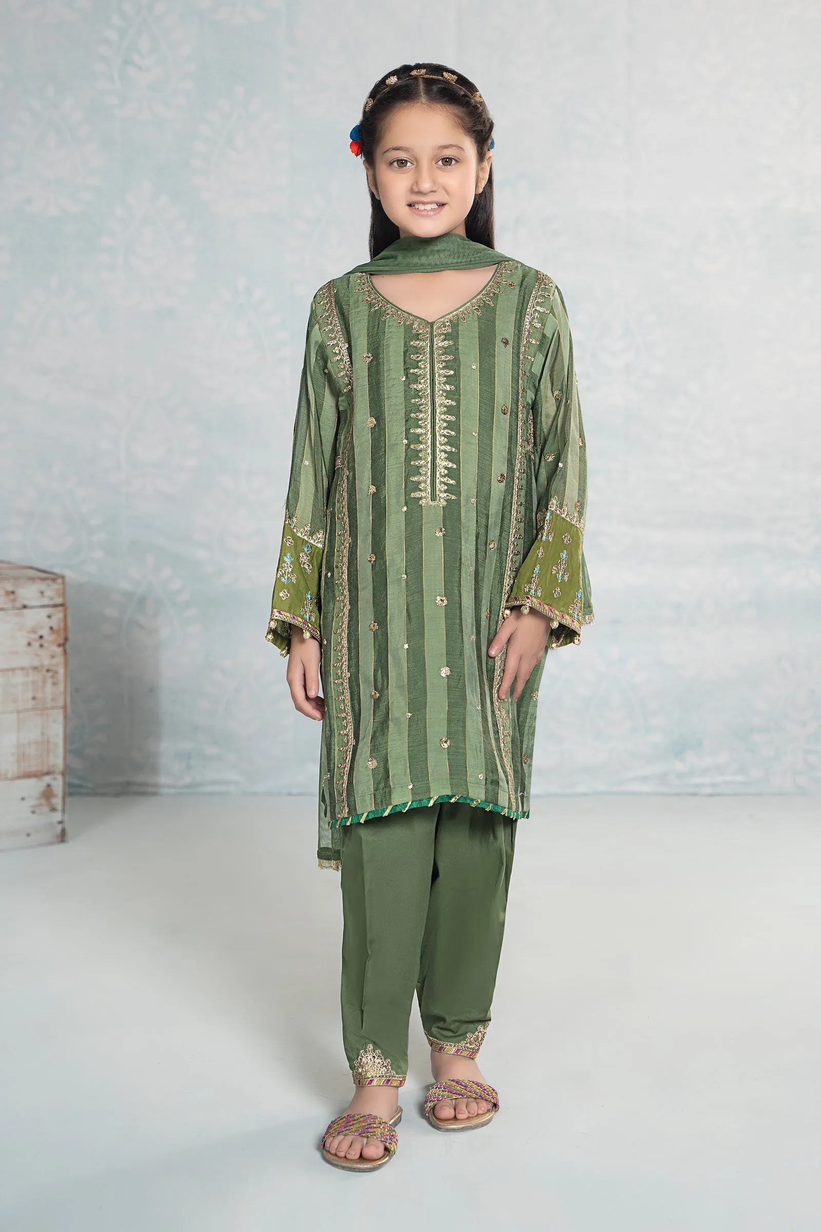 3 Piece Embroidered Yarn Dyed Suit | MKD-EF24-03