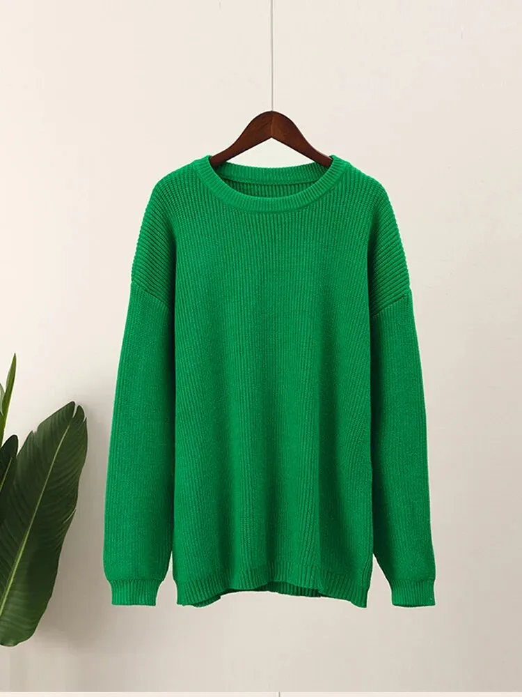 Advbridge Women Solid Crochet Cashmere Sweater Pullovers Chic O-neck Long Sleeve Knitted Sweaters Autumn Office Female Fashion Casual Tops