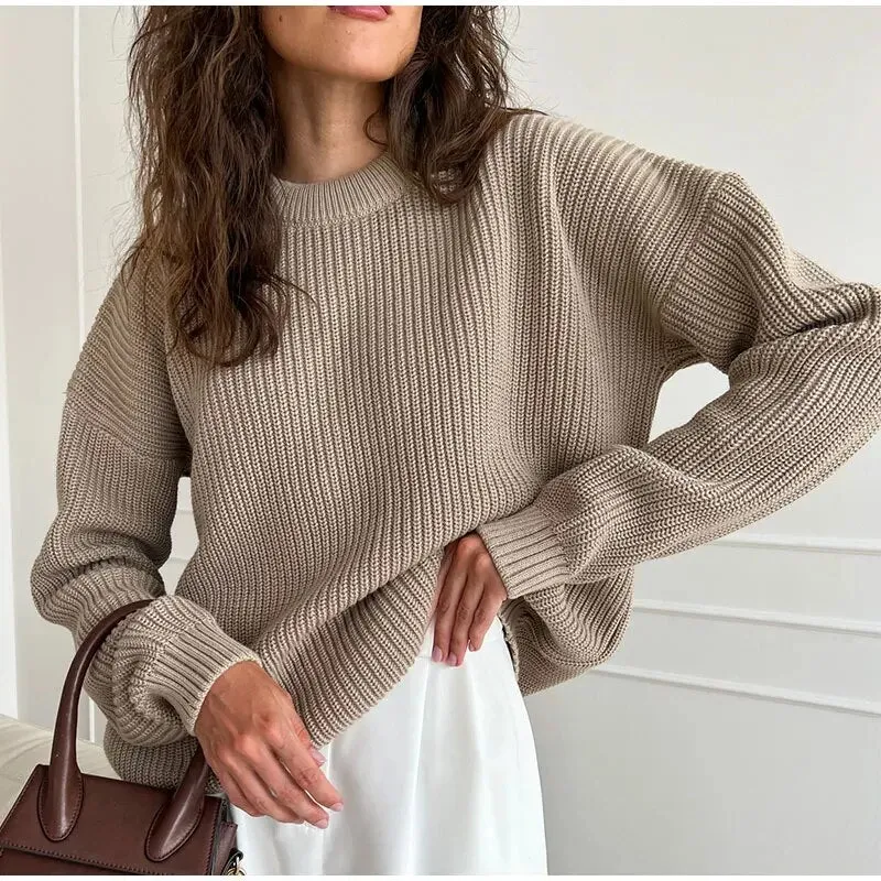 Advbridge Women Solid Crochet Cashmere Sweater Pullovers Chic O-neck Long Sleeve Knitted Sweaters Autumn Office Female Fashion Casual Tops