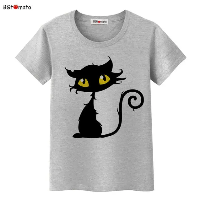 BGtomato Hot sale summer naughty black cat 3D T-shirt women lovely cartoon shirts Good quality original brand tees casual tops