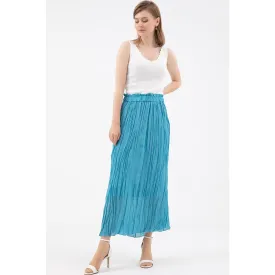 Blue Chiffon Pleated Skirt