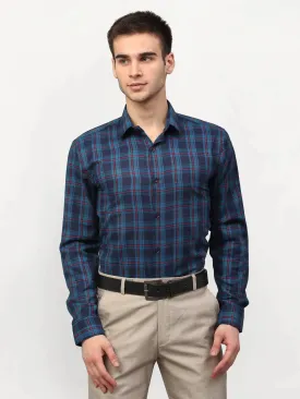 Blue Men'S Checked Formal Shirts