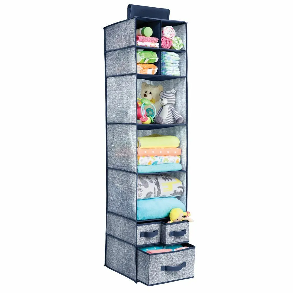 BlushBees® Long Soft Fabric Over Closet Rod Hanging Storage Organizer with 7 Shelves   3 Drawer