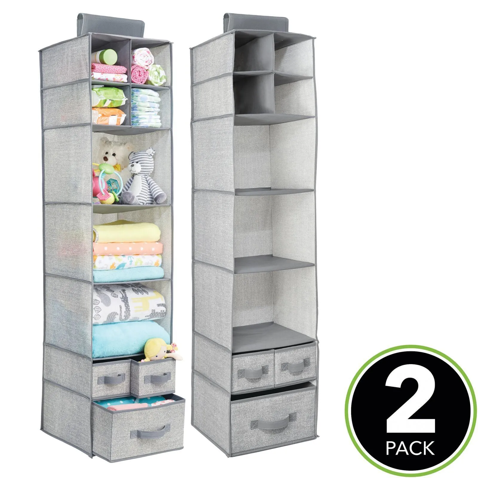 BlushBees® Long Soft Fabric Over Closet Rod Hanging Storage Organizer with 7 Shelves   3 Drawer