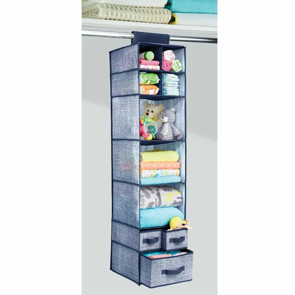 BlushBees® Long Soft Fabric Over Closet Rod Hanging Storage Organizer with 7 Shelves   3 Drawer