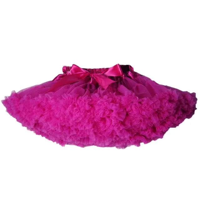 Buenos Ninos Girls Fluffy 2-18 Years Chiffon Pettiskirt Solid Colors tutu skirts girl Dance Skirt Christmas Tulle Petticoat