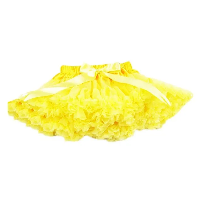 Buenos Ninos Girls Fluffy 2-18 Years Chiffon Pettiskirt Solid Colors tutu skirts girl Dance Skirt Christmas Tulle Petticoat