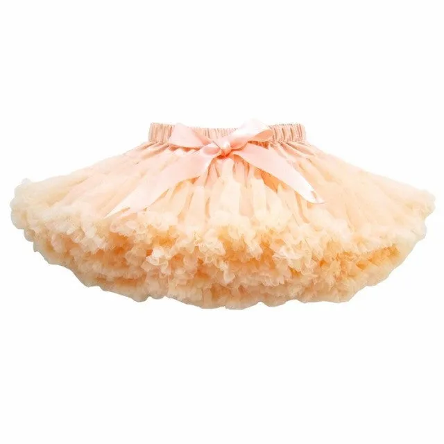 Buenos Ninos Girls Fluffy 2-18 Years Chiffon Pettiskirt Solid Colors tutu skirts girl Dance Skirt Christmas Tulle Petticoat