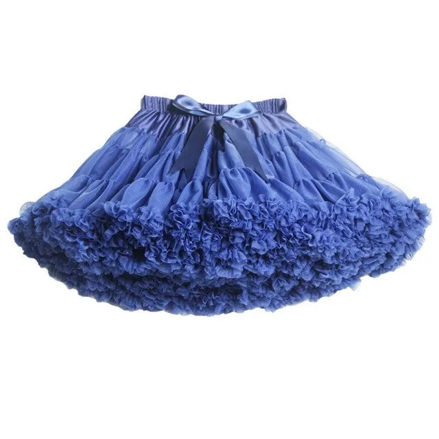 Buenos Ninos Girls Fluffy 2-18 Years Chiffon Pettiskirt Solid Colors tutu skirts girl Dance Skirt Christmas Tulle Petticoat