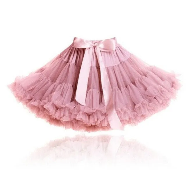 Buenos Ninos Girls Fluffy 2-18 Years Chiffon Pettiskirt Solid Colors tutu skirts girl Dance Skirt Christmas Tulle Petticoat