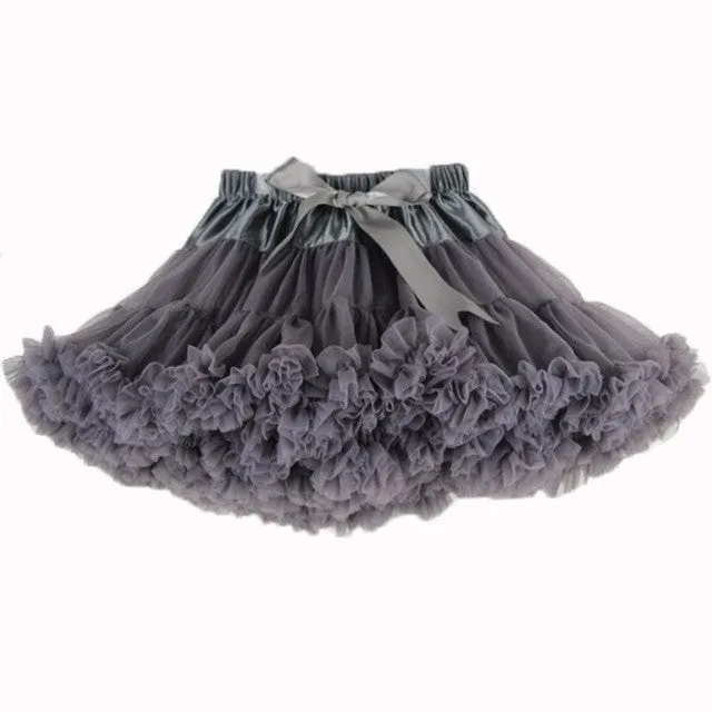 Buenos Ninos Girls Fluffy 2-18 Years Chiffon Pettiskirt Solid Colors tutu skirts girl Dance Skirt Christmas Tulle Petticoat