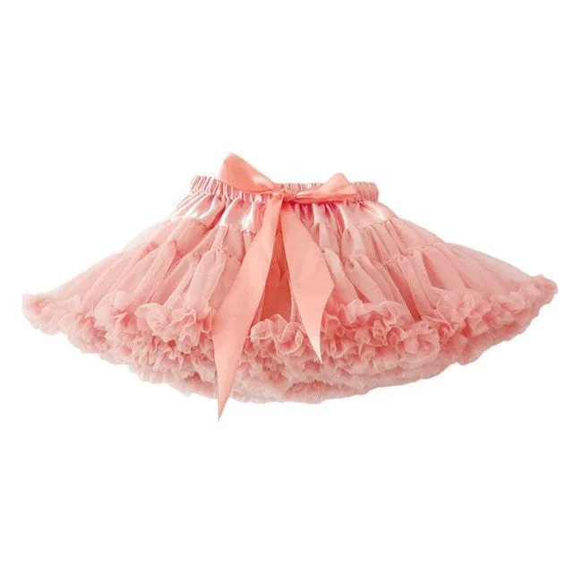 Buenos Ninos Girls Fluffy 2-18 Years Chiffon Pettiskirt Solid Colors tutu skirts girl Dance Skirt Christmas Tulle Petticoat