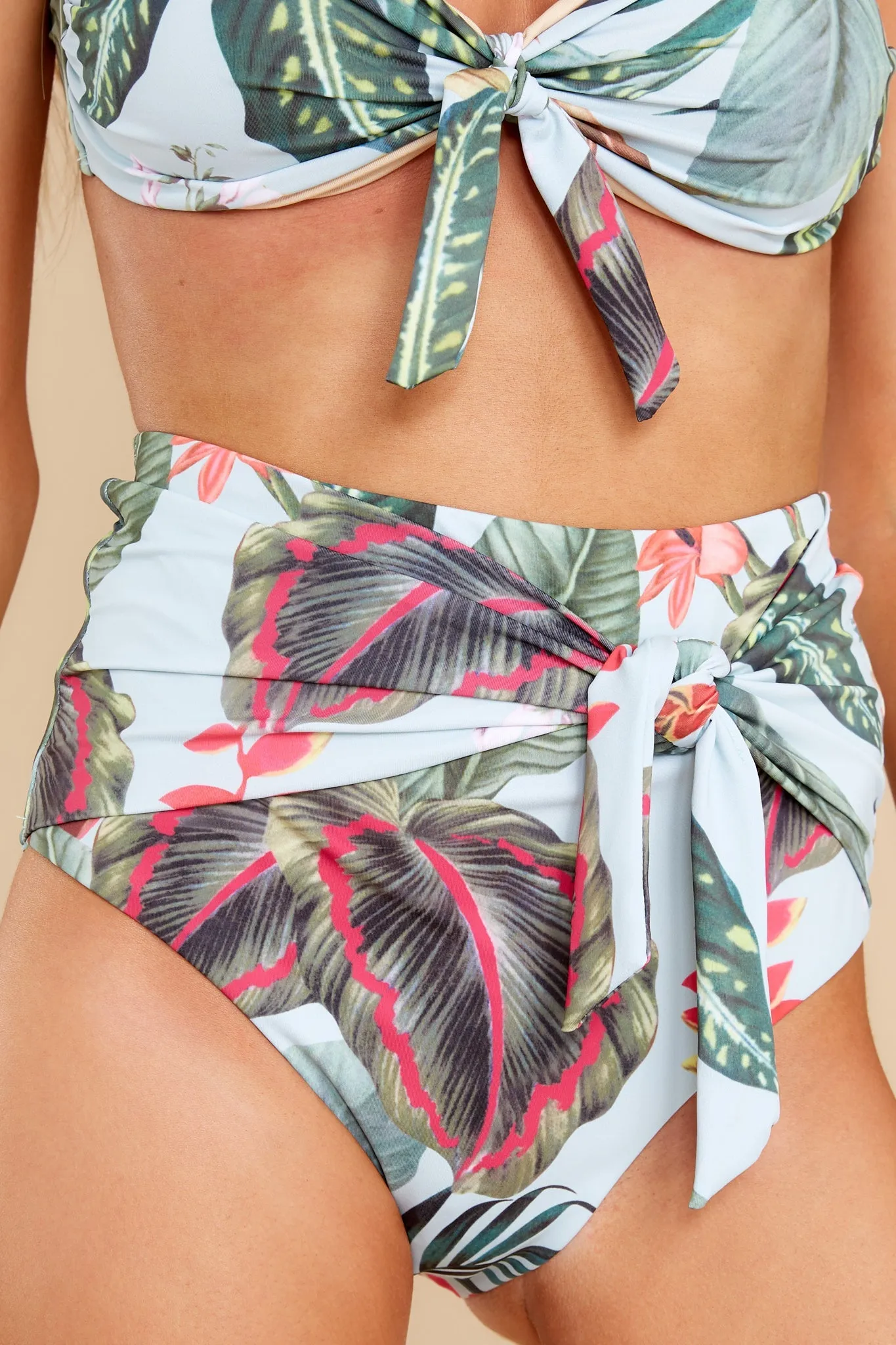 By The Cabana Light Blue Multi Print Bikini Bottoms