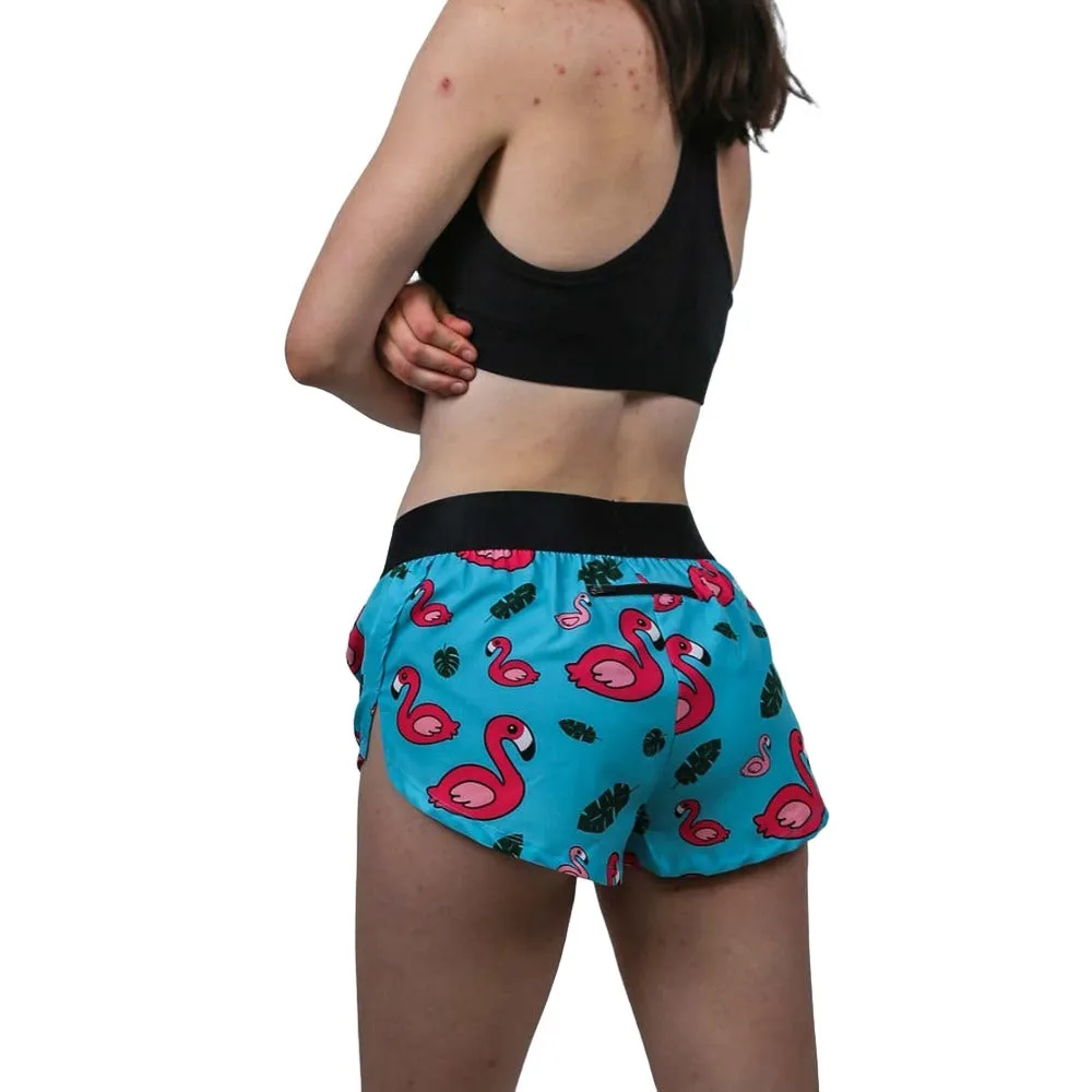 ChicknLegs Women's Flamingo Split Shorts 1.5"