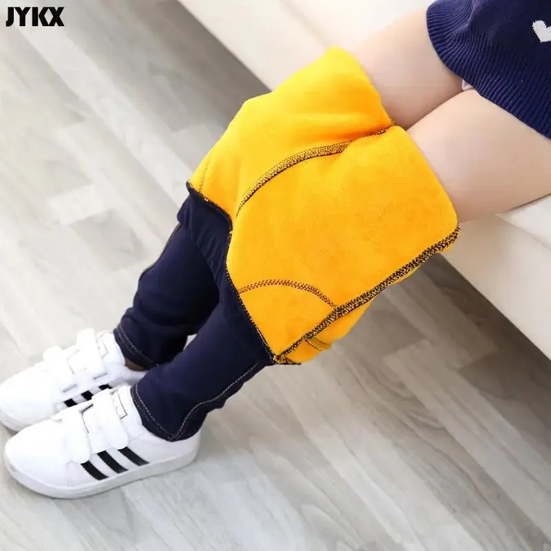 Children's Pants Winter Clothes New Thicker Middle-aged Kids 'Jeans Korean Style Stretch And Cashmere Girls