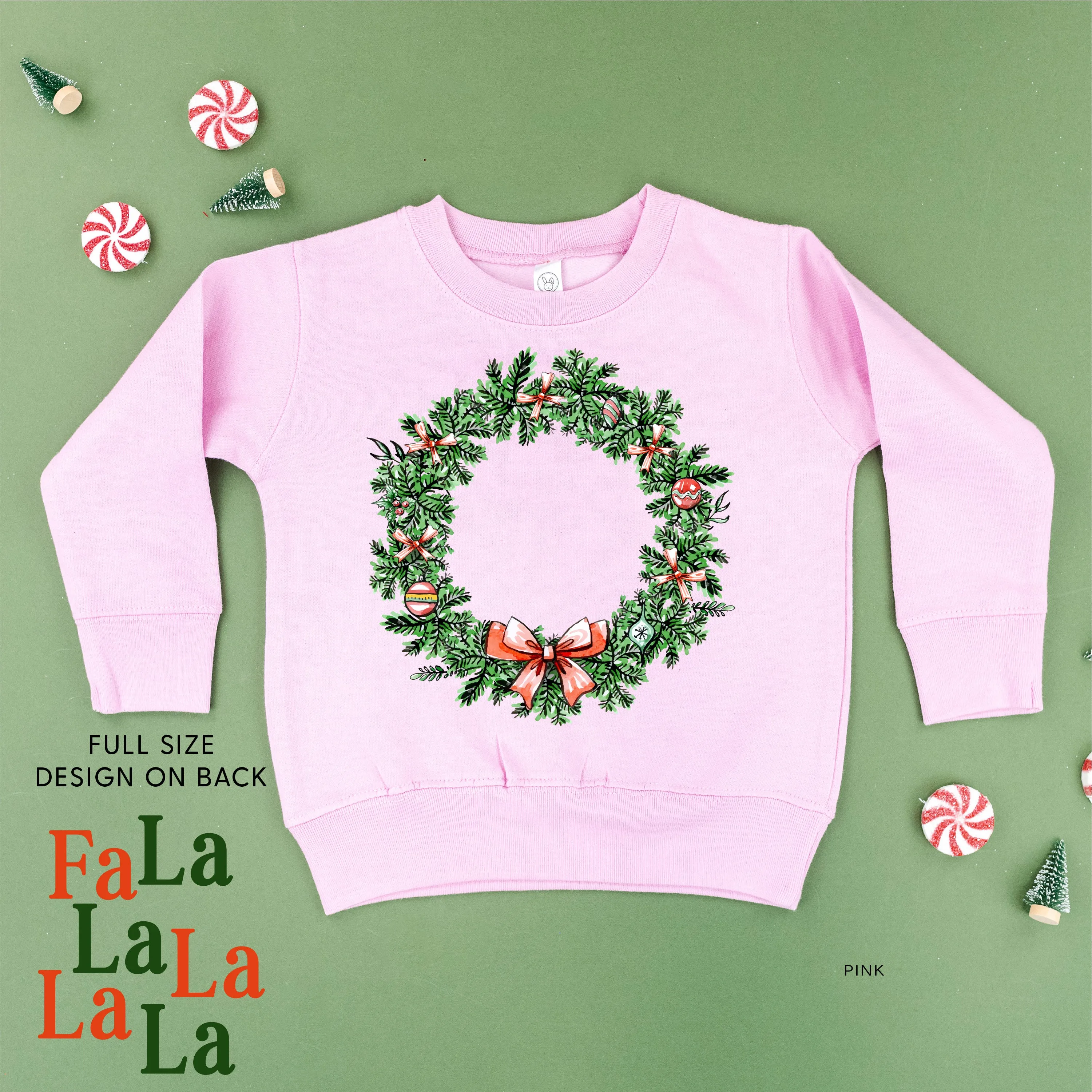 Christmas Wreath - Fa La La La La La (f&b) - Child Sweater