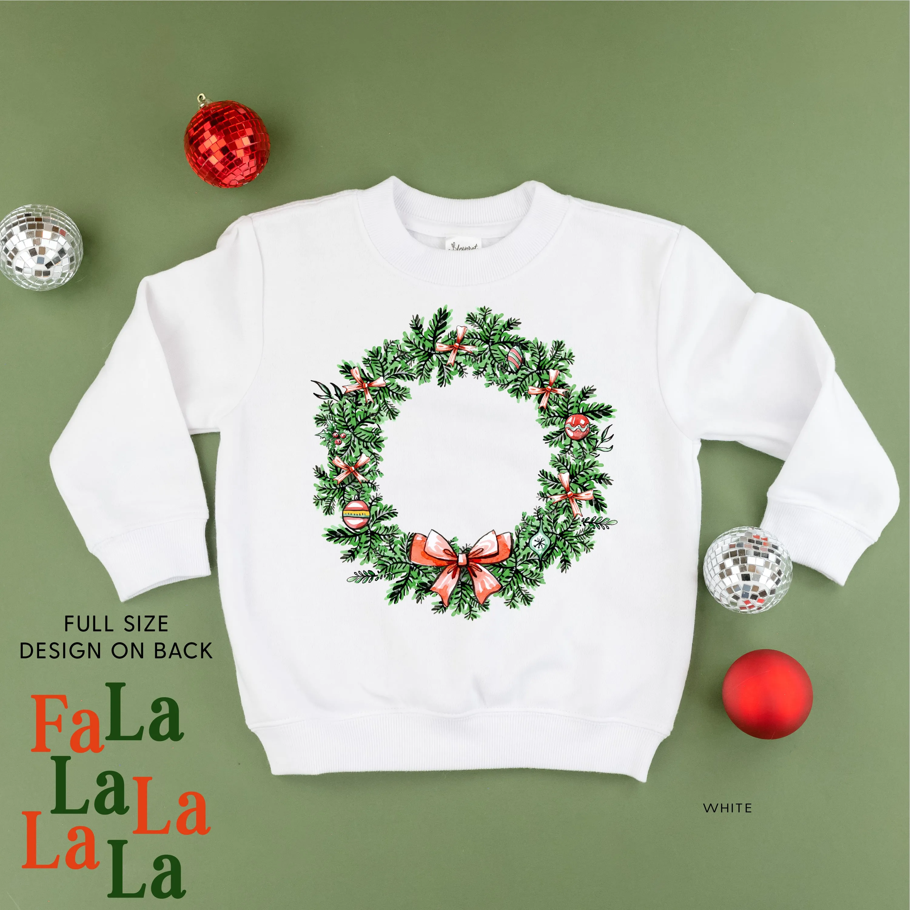 Christmas Wreath - Fa La La La La La (f&b) - Child Sweater