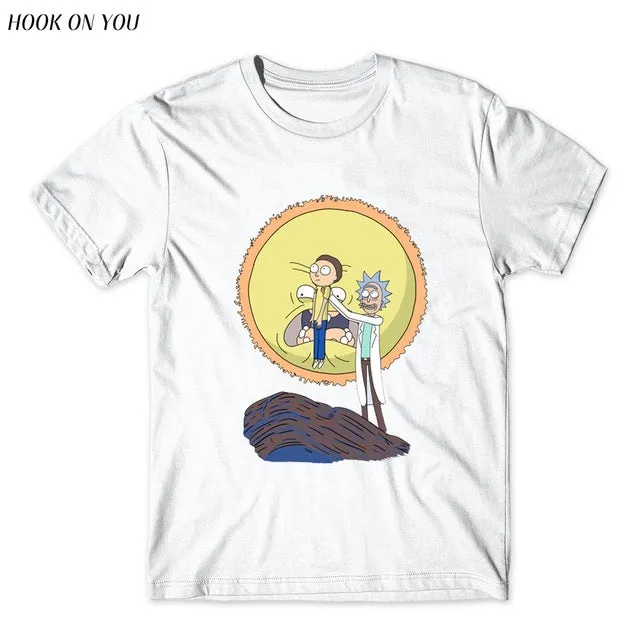 Cool Rick Morty men t shirt 2017 Summer Anime T-shirts Peace among worlds folk White Fitness Cartoon tee shirt homme