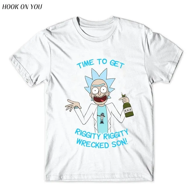 Cool Rick Morty men t shirt 2017 Summer Anime T-shirts Peace among worlds folk White Fitness Cartoon tee shirt homme