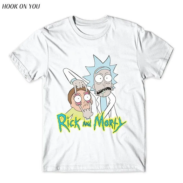 Cool Rick Morty men t shirt 2017 Summer Anime T-shirts Peace among worlds folk White Fitness Cartoon tee shirt homme