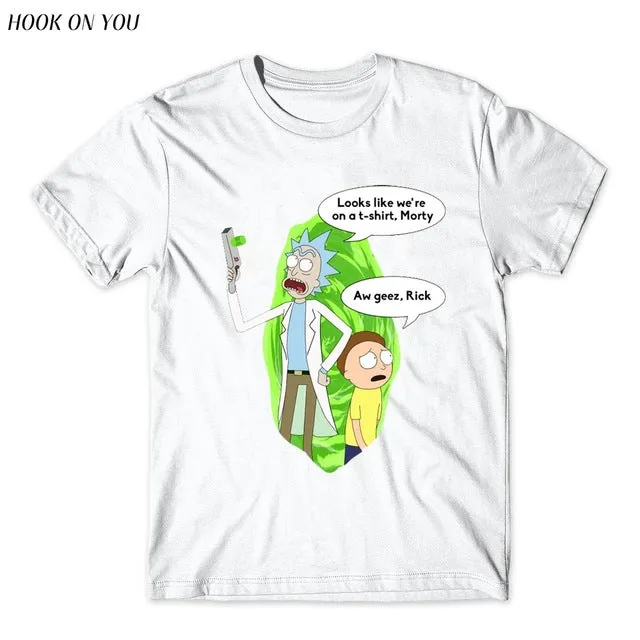 Cool Rick Morty men t shirt 2017 Summer Anime T-shirts Peace among worlds folk White Fitness Cartoon tee shirt homme