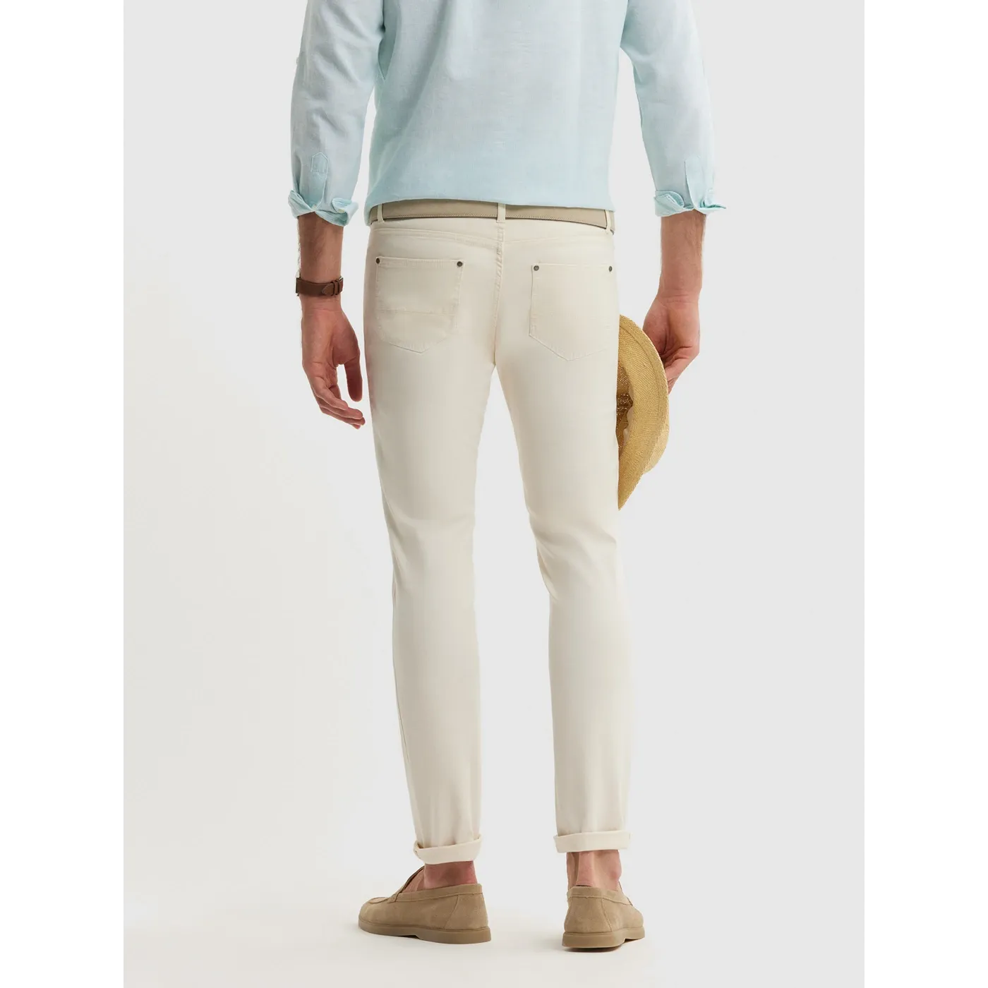 Cream Slim Fit Pants