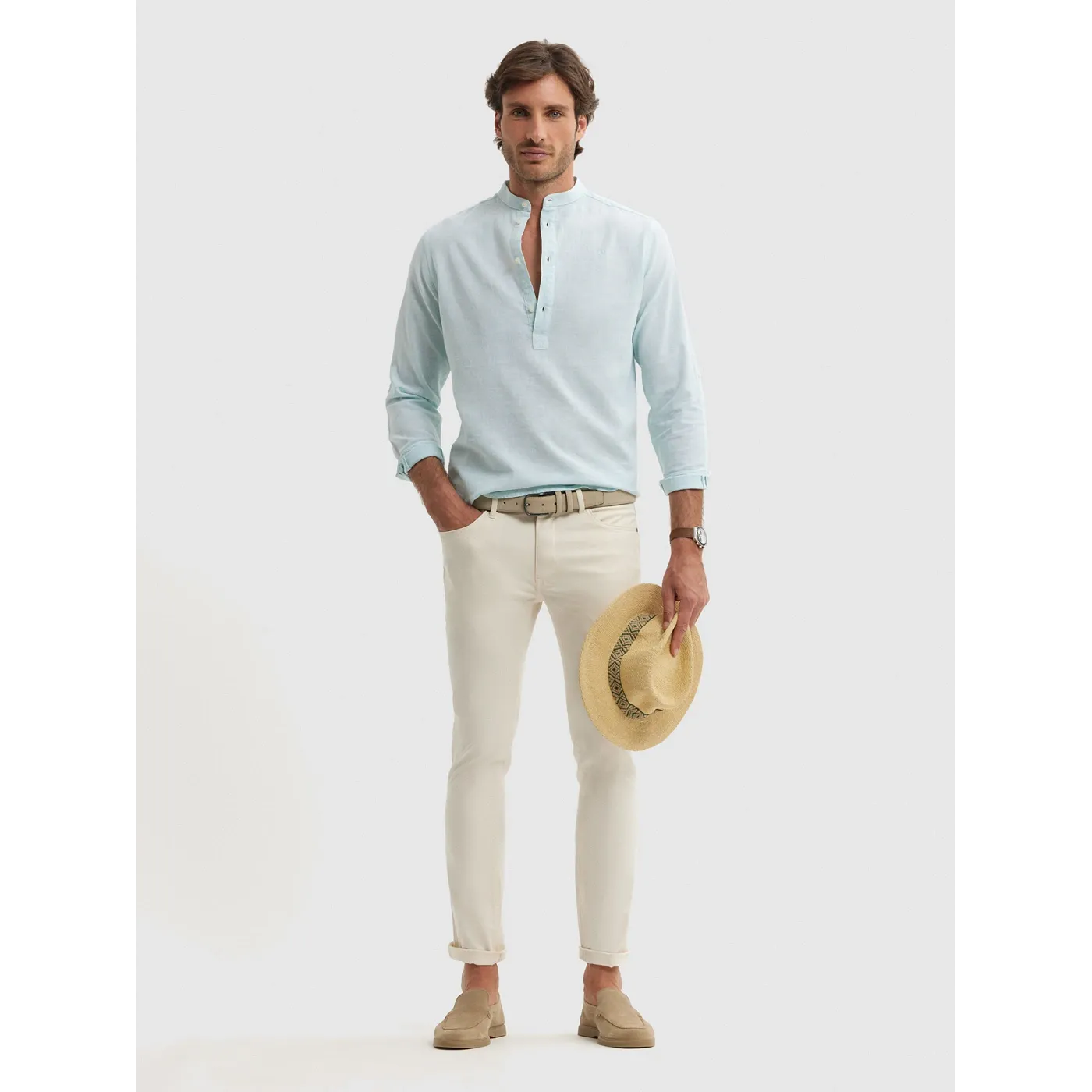 Cream Slim Fit Pants