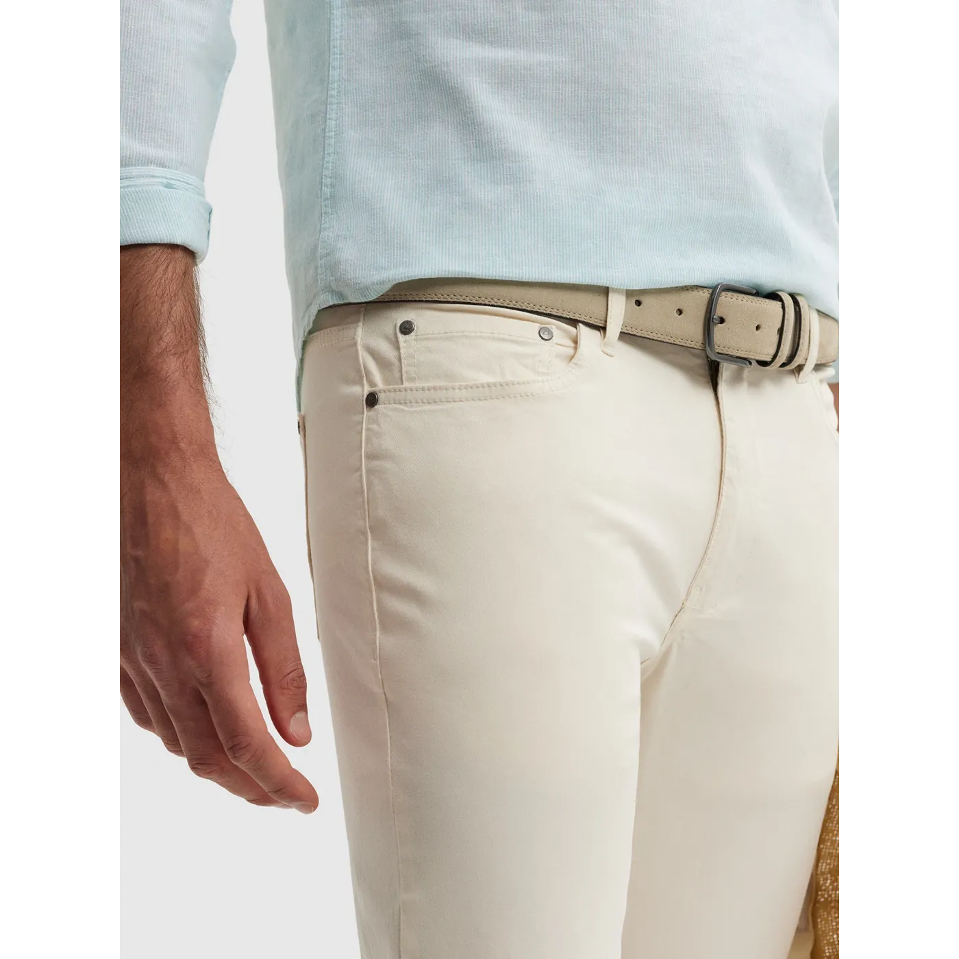 Cream Slim Fit Pants