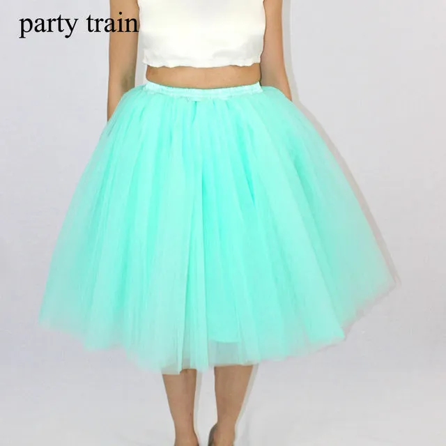 Custom-made Midi Tulle Skirt American Apparel Tutu Skirts Womens Petticoat Elastic Belt 2017 Summer faldas saia jupe BSQ002