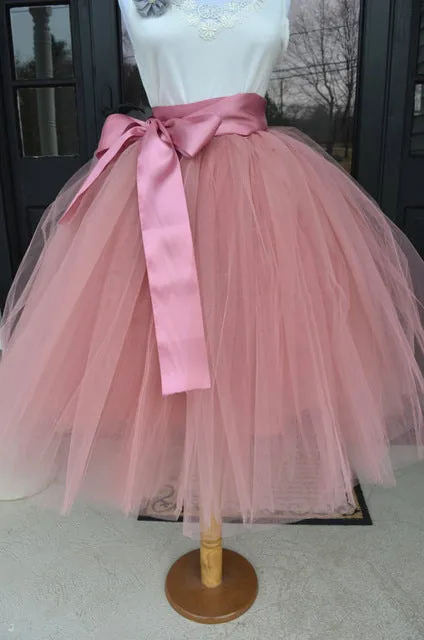 Custom-made Midi Tulle Skirt American Apparel Tutu Skirts Womens Petticoat Elastic Belt 2017 Summer faldas saia jupe BSQ002