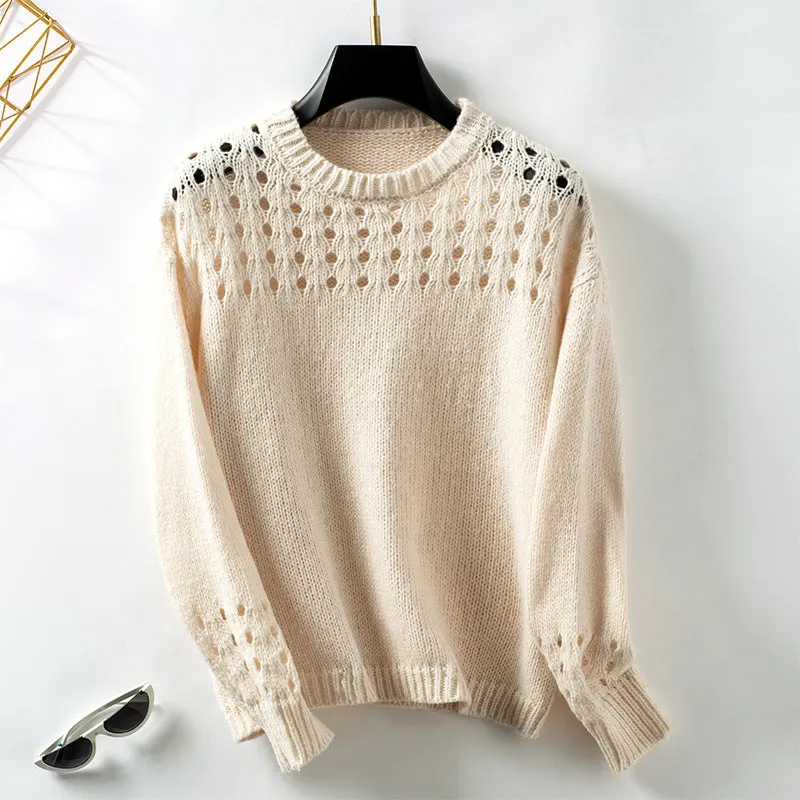 Cutout Pullover Round Neck Sweaters