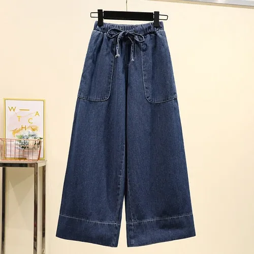 Denim Straight Leg Pants Trousers