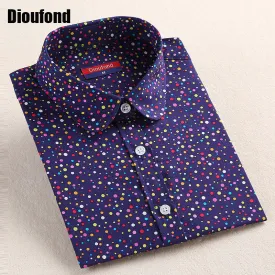 Dioufond 2017 Fashion Polka Dot  Blouse Long Sleeve Shirt Women Blouses Cotton Women Shirts Red Blue Dot Top Blusas Women Tops