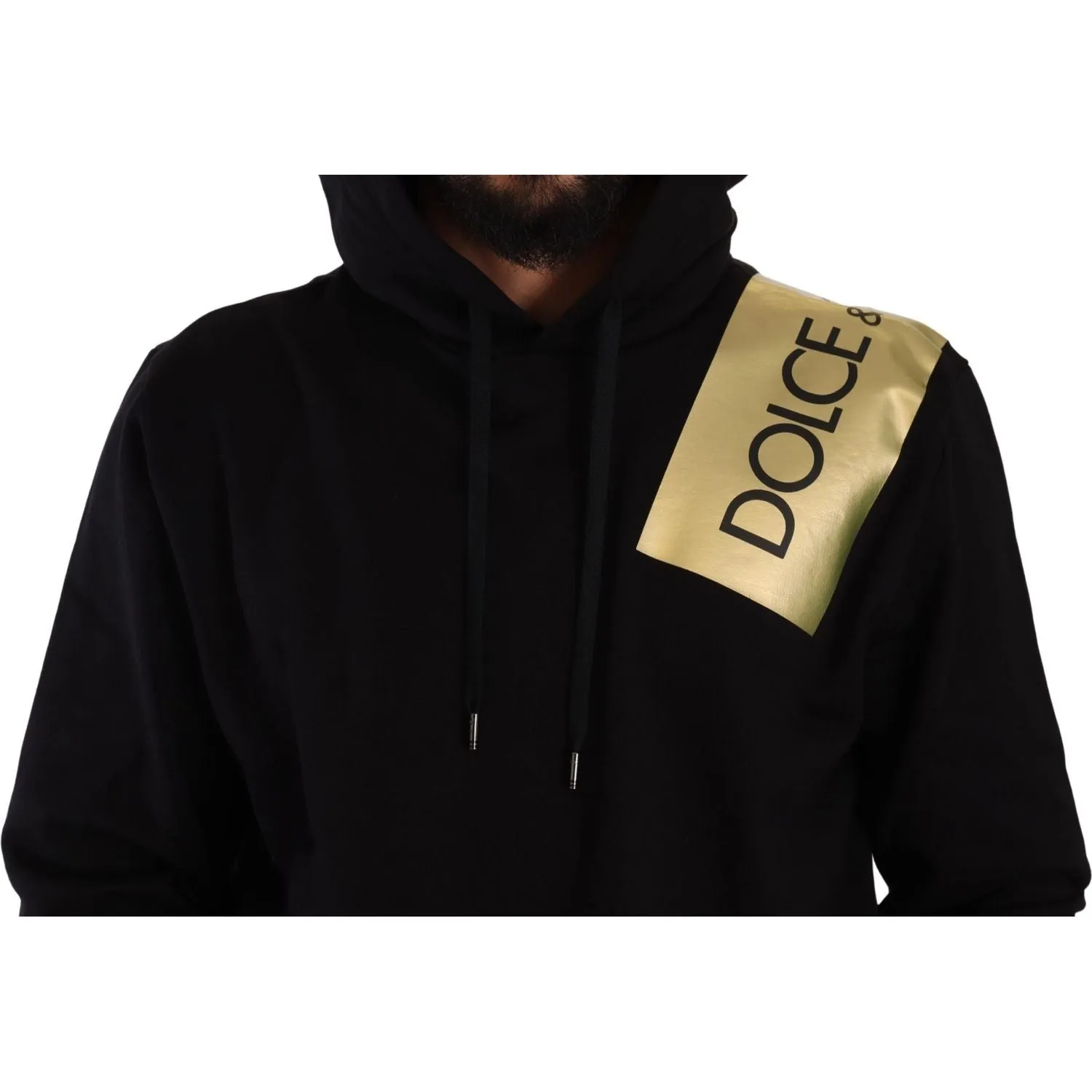 Dolce & Gabbana Elevate Your Style with a Black Golden-Logo Pullover