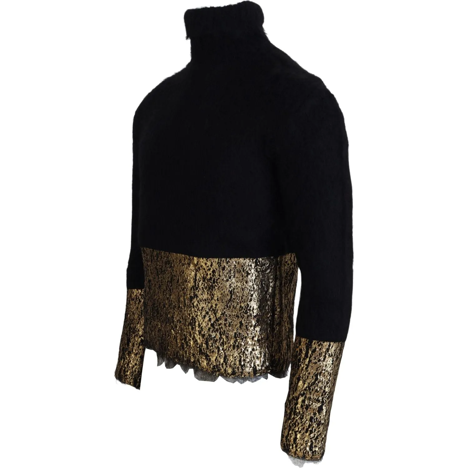 Dolce & Gabbana Stunning Black and Gold Crewneck Sweater