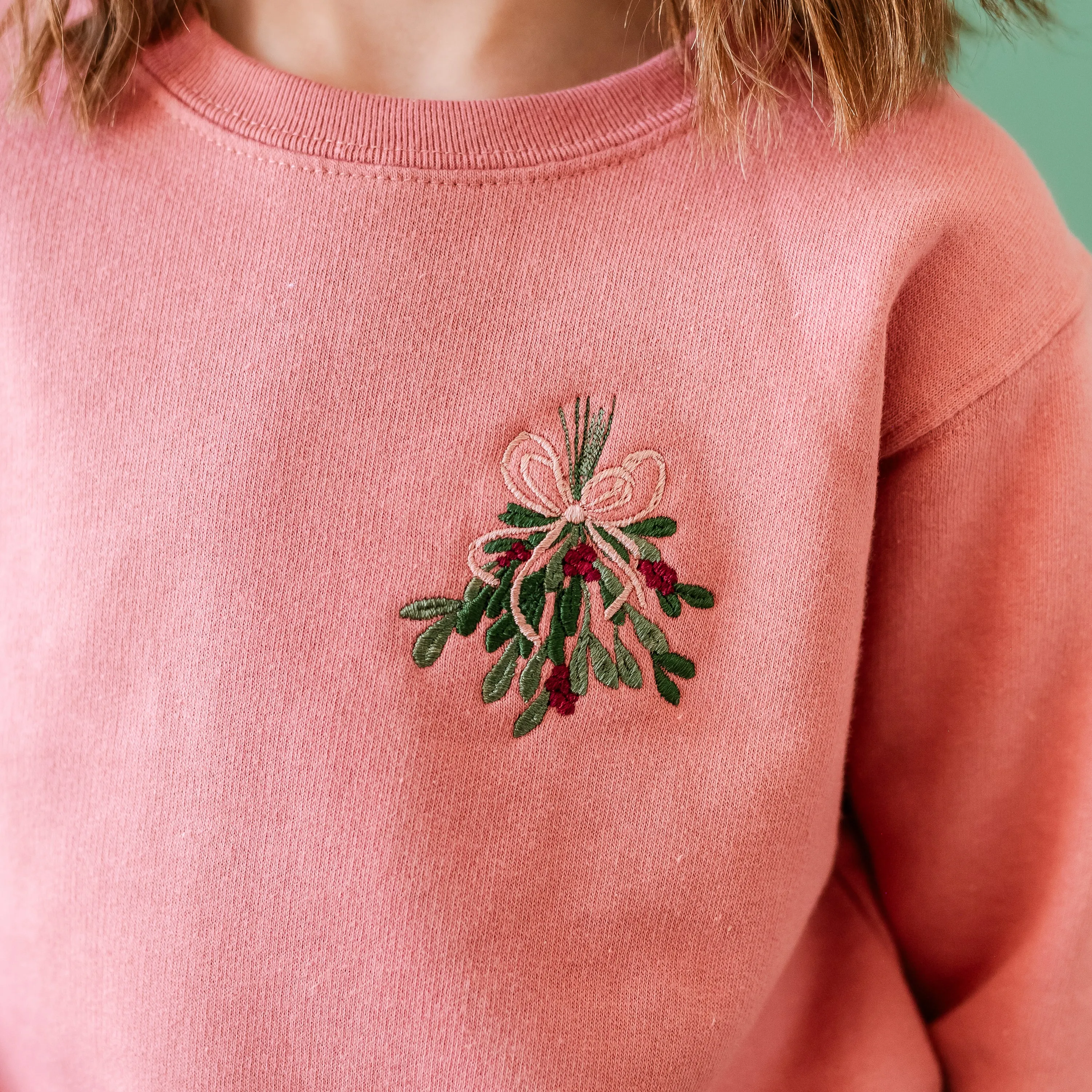 Embroidered Mistletoe (pocket) - Child Sweater