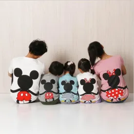 Family Matching Clothes 2016 Summer Short Cartoon Mickey T shirt For Mother and Daughter Father Son Family Look Outfits Clothing