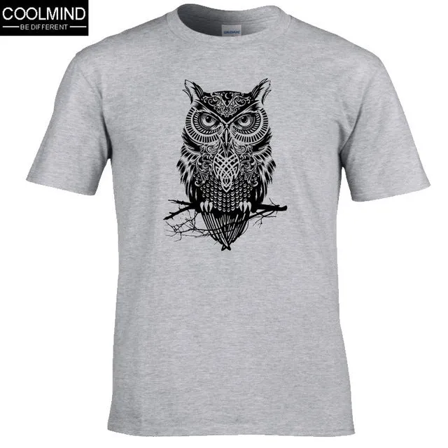 fashion short sleeve owl printed men tshirt cool funny men's tee shirts tops men T-shirt cotton casual mens t shirts T01