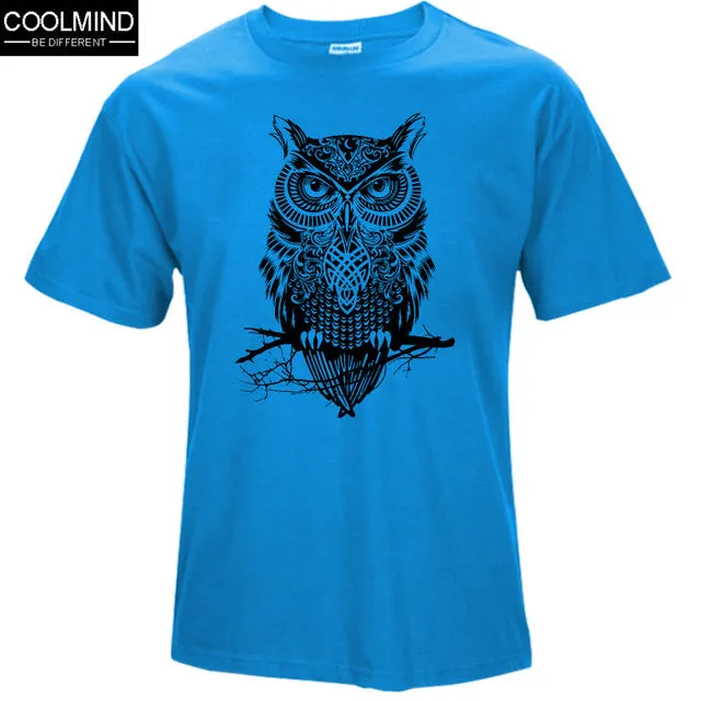 fashion short sleeve owl printed men tshirt cool funny men's tee shirts tops men T-shirt cotton casual mens t shirts T01