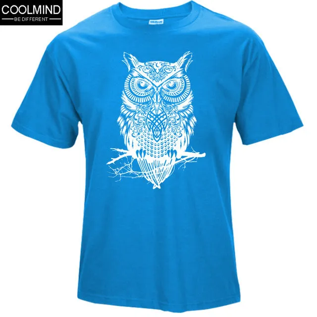 fashion short sleeve owl printed men tshirt cool funny men's tee shirts tops men T-shirt cotton casual mens t shirts T01