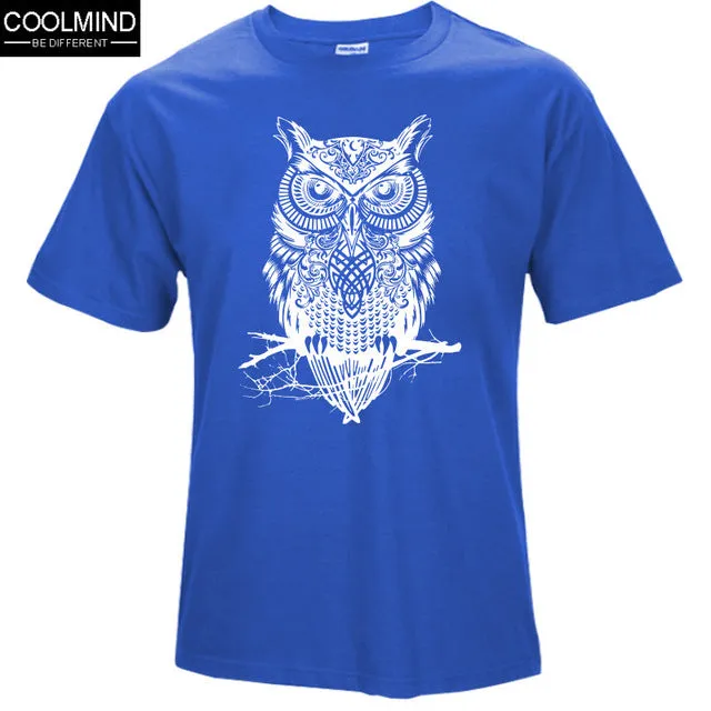 fashion short sleeve owl printed men tshirt cool funny men's tee shirts tops men T-shirt cotton casual mens t shirts T01